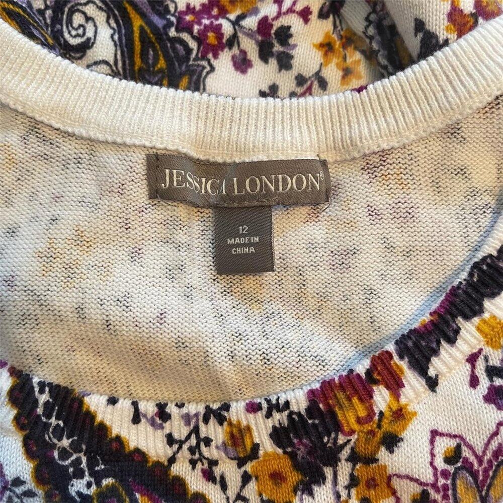 Jessica London Women's Plus Size Purple Paisley Blouse Short Sleeve Size 12 - Picture 2 of 7